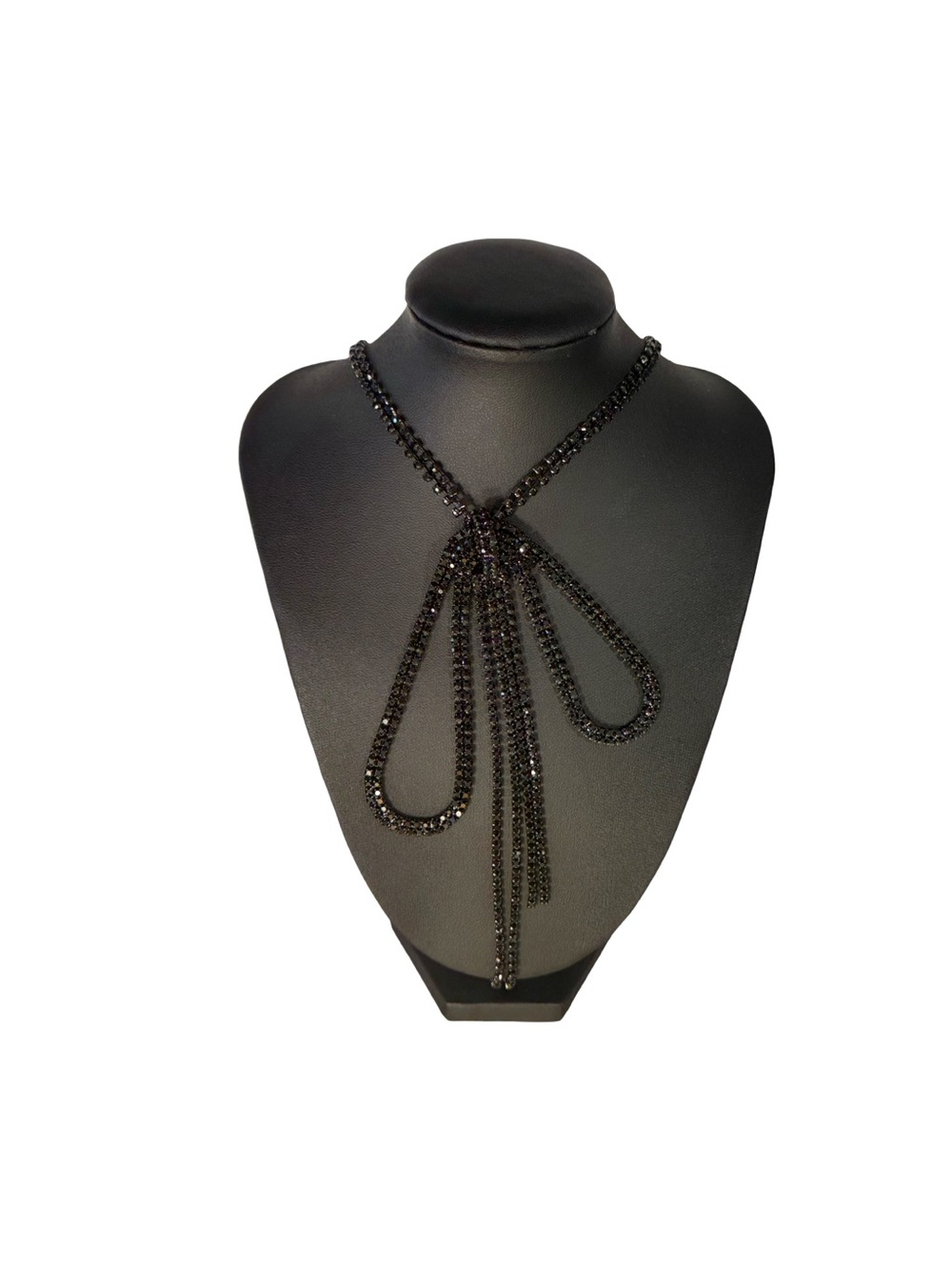 Black Stone Knot Bow Necklace